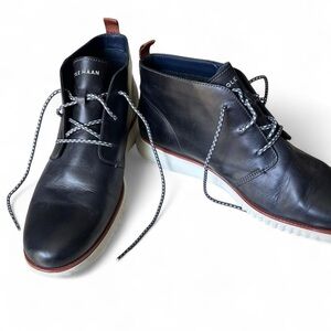 Cole Haan Navy Chukka Boots with White Sole